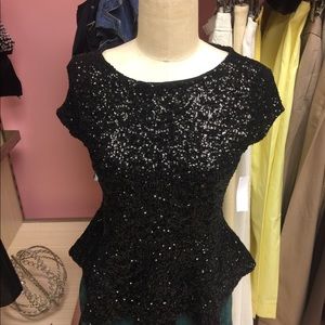 A black sequence blouse